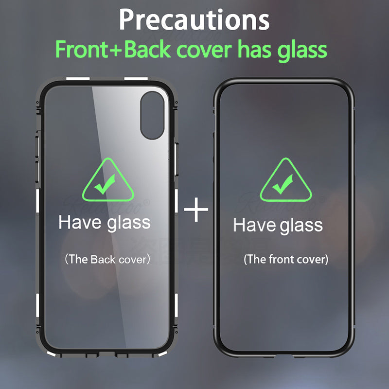Bakeey Magnetic Adsorption Metal Bumper & Double-sided Tempered Glass Flip Protective Case for Samsung Galaxy A50 2019