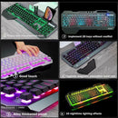 K618 104 Keys USB Wired Multimedia RGB Backlit Gaming Keyboard and 2400DPI LED Gaming Mouse Sets with Mouse Pad