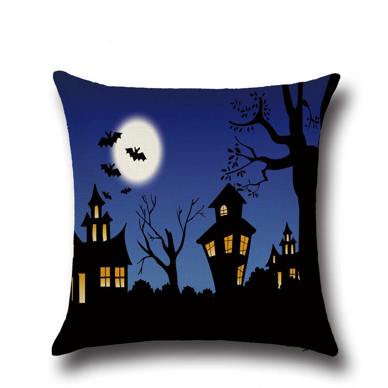 Halloween Pumpkin Bat Ghost Pattern Pillowcase Cotton Linen Throw Pillow Cushion Cover Seat Home