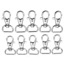 10Pcs 40mm Silver Zinc Alloy Swivel Lobster Claw Clasp Snap Hook with 16mm D Ring