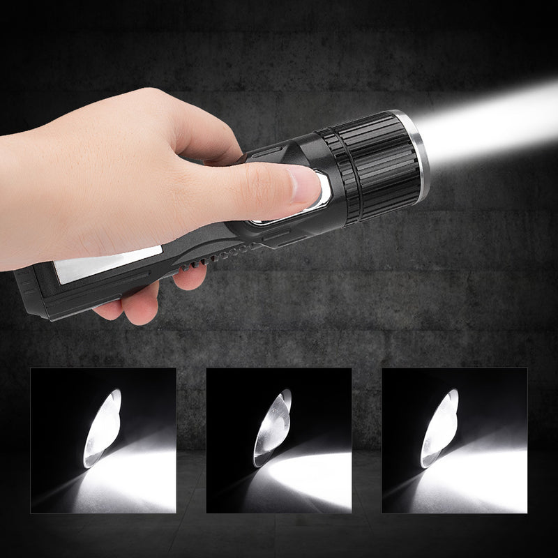 T6+COB 5Modes Zoomable USB Rechargeable LED Flashlight Outdoor 18650 Flashlight with Tripod