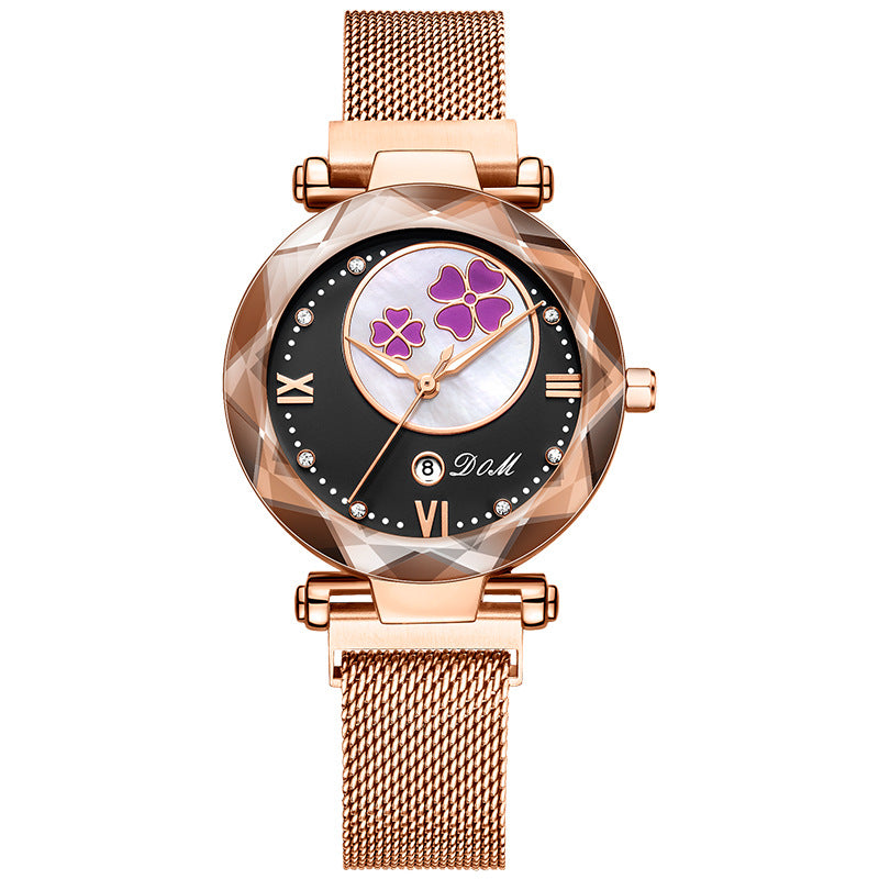 DOM G-1275 Mesh Steel Band Elegant Design Ladies Watch Date Display Quartz Watch