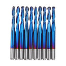 Drillpro 10pcs 3.175mm Shank Blue Coated Spiral Ball Nose End Mill 0.8-3.175mm CNC Milling Cutter