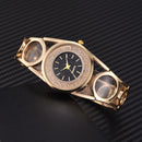Hollow Circle Spacer Strap Simple Dial Flowing Crystal Case Fashion Women Quartz Watch