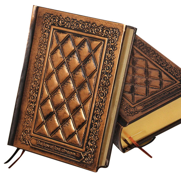 Large Thicken Diary Notebook Leather Vintage Embossed Cover Notepad Office School Stationery