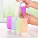 3pcs Silicone Refilliable Bottles Travel Set & Makeup Brushes Cleaner Lotion Cream Shampoo Container