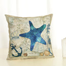 45*45cm Sea Creature Pillow Case Octopus Seahorse Conch Print Cushion Cover Linen Throw Pillow