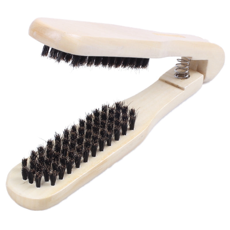 DIY Salon Hairdressing Hair Straightener Wooden Anti-static Dual-Brush Comb L2C2
