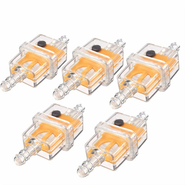 5pcs 6mm Inline Fuel Oil Filter for Motorcycle Moped Scooter Dirt Bike Orange