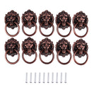 Dresser Drawer Cabinet Door Ring Lion Head Pull Handle Knob 10pcs T1E1