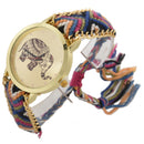 Multicolor elephant watch Quartz watch braided bracelet (yellow) N5X2