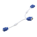 Male 15 - pin VGA 25.4 cm - female 15 pin VGA cable Double - white / blue