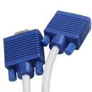 Male 15 - pin VGA 25.4 cm - female 15 pin VGA cable Double - white / blue