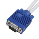 Male 15 - pin VGA 25.4 cm - female 15 pin VGA cable Double - white / blue