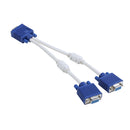 Male 15 - pin VGA 25.4 cm - female 15 pin VGA cable Double - white / blue