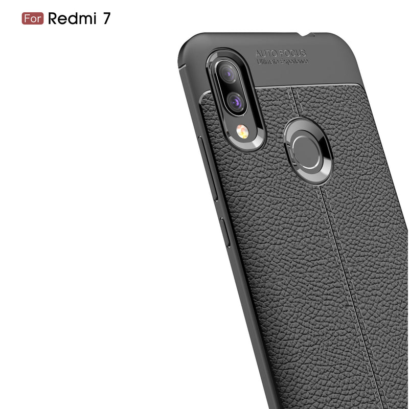 Bakeey Anti-fingerprint Litchi Silicone Soft Protective Case for Xiaomi Redmi 7/ Redmi Y3