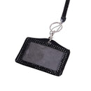 Rhinestone Crystal Work Card ID Case Holder Lanyard Sling (Black)