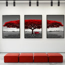 Miico Hand Painted Three Combination Decorative Paintings Redwood tree Wall Art For Home Decoration
