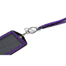 Rhinestone Bling Crystal Custom Lanyard Vertical ID Badge Holder (Purple)