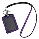Rhinestone Bling Crystal Custom Lanyard Vertical ID Badge Holder (Purple)