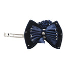 Navy Blue Velvet Bowknot Barrette Hair Clip Snood Net for Women R3T8
