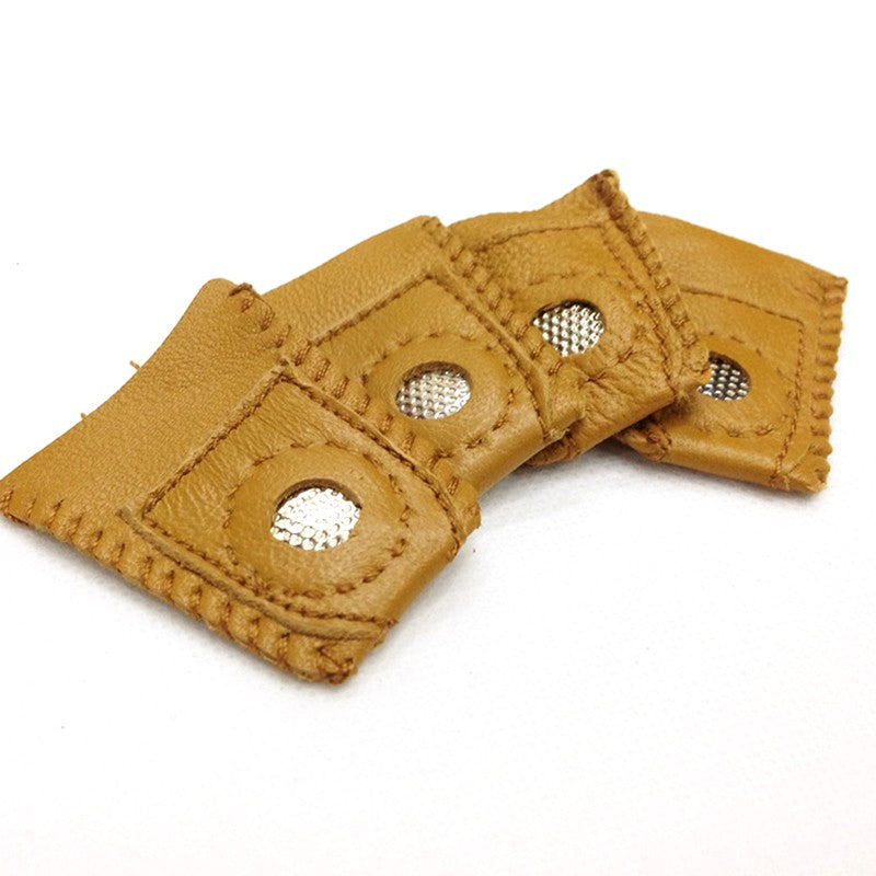 Handmade Patchwork Faux Leather Thimble Finger Sets With Metal Tip DIY Sewing Tools Hand Needlework