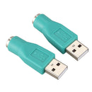 2 Pcs USB 2.0 Male to PS/2 Female Mouse Keyboard Adapter Connector G4H4