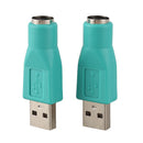 2 Pcs USB 2.0 Male to PS/2 Female Mouse Keyboard Adapter Connector G4H4