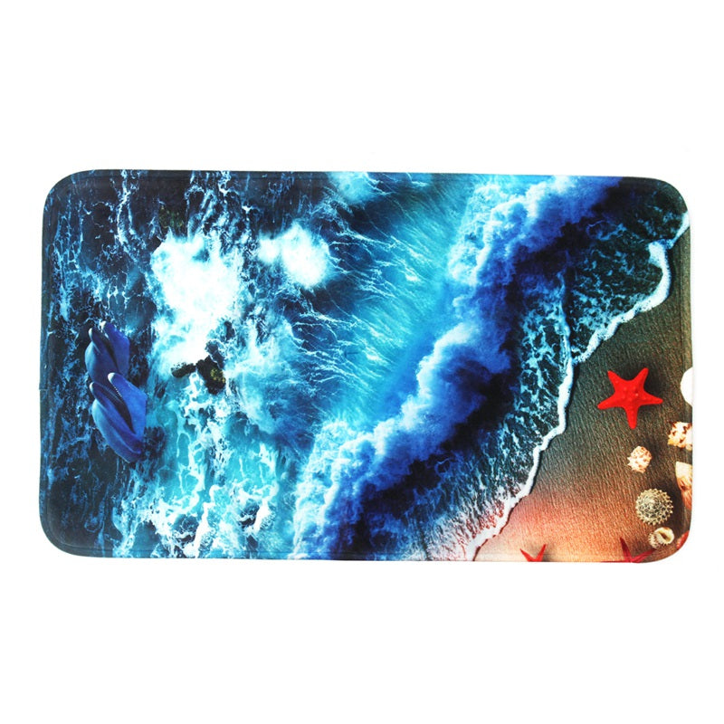 Flannel Mat Set Toilet Cover Set Non Slip Bathroom Underwater World Carpet Rug Floor Mat