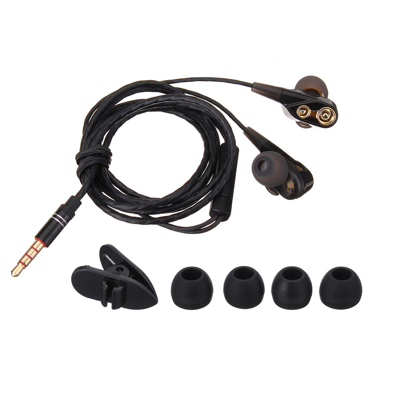 V3 Dual Dynamic Drivers Stereo Earphone 3.5mm Wired Control In-ear Sport Headset Headphone with Mic