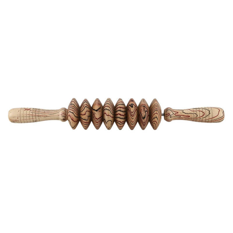 Wooden Nonslip Handle 8 Rollers Belly Back Health Massager A2J8
