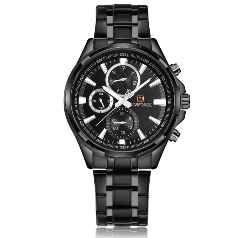NAVIFORCE 9089 Fashion Men Quartz Watch Luxury Multifunction Stainless Steel Strap Watch