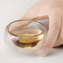 Handmade double wall heat resistant thermoformed glass tea bowl (clear, 50