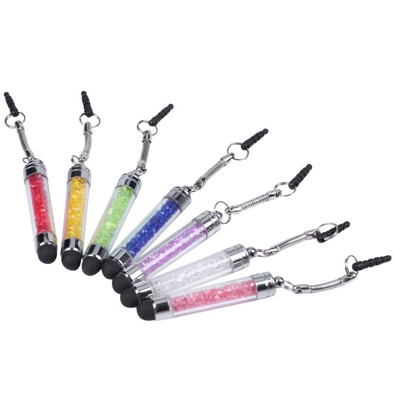 7x stylus rhinestone pencil pen touch pen multi function dustproof plug ear I4D7