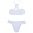 Sexy Halter Bikini Set Padded Swimwear Fashion Swimwear White L M7I2