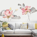 Lotus Flower Wall Poster Vinyl Wall Sticker Removable Room Home Decor Chinese Style