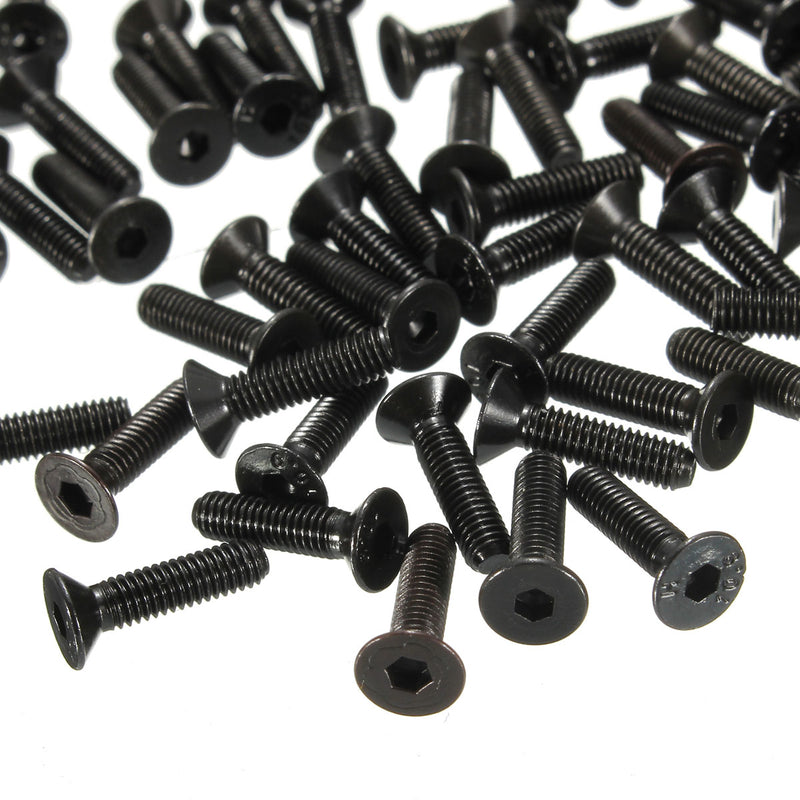 Suleve M3CH4 100Pcs M3 Carbon Steel Countersunk Hex Socket Screw 6-20mm Flat Head Hex Screw Metric