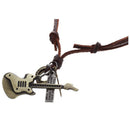 Jewelry Men's Ladies Necklace, Guitar Cross, Adjustable Sizes Alloy Pendant J7J9