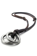 Jewelry Men's Ladies Necklace, Ring Pendant with Brown Leather Chain, Brown K4P6
