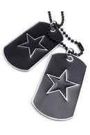 Jewelry Men's Necklace, 2 Military Identifiers Army Style Pentagram Star Do