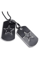 Jewelry Men's Necklace, 2 Military Identifiers Army Style Pentagram Star Do