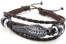 Jewelry Men's Ladies Bracelet, 2 Angels Wings Friendship Bracelet, Leather  V8T5