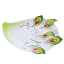 Handmade Chinese enamel porcelain coffee cup, spoon & saucer set, green G3J9