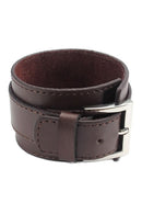 Jewelry Mens Women's Bracelet, Wide Leather Bracelet, Buckle, Brown D6T1