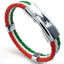 Jewelry bracelet, Italian flag bangle, leather alloy, for men's women, gree