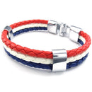 Jewelry bracelet, France French flag bracelet, for men's and ladies' leathe V9J6