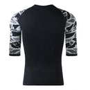 Men Compression Leopard Print Sports Tight Shirt Half Sleeve Quick Dry Body Shaper