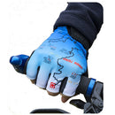 Mountain Cycling Gloves  Half Finger Bike Motocross Sports Bicycle Map Print Motorcycle Mitten