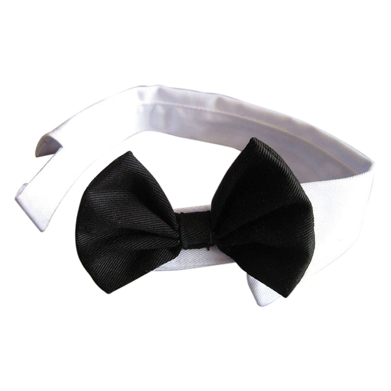 Dog cat neck loop necktie bowknot black and white D1G9