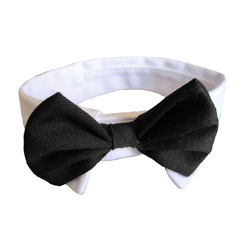 Dog cat neck loop necktie bowknot black and white D1G9